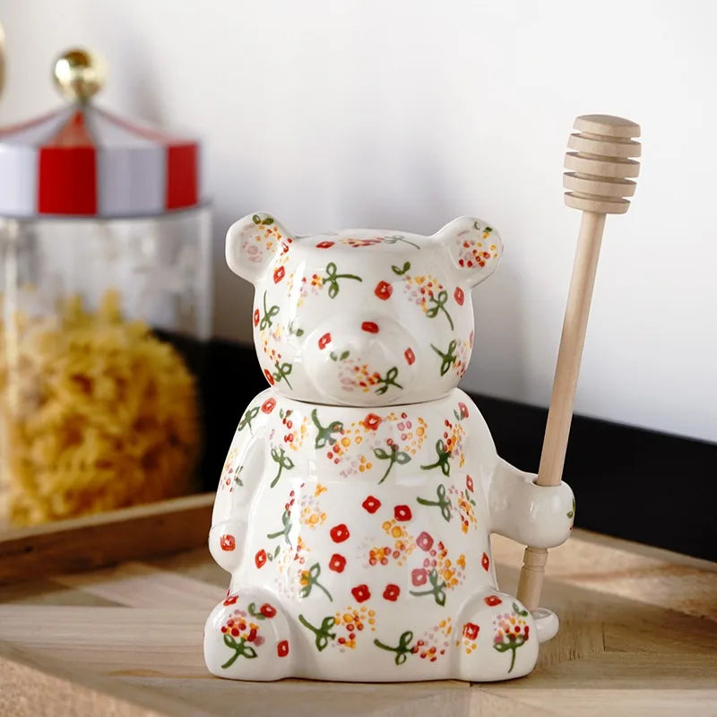 Pote de Mel de Cerâmica em forma de urso com  capacidade para 300ml