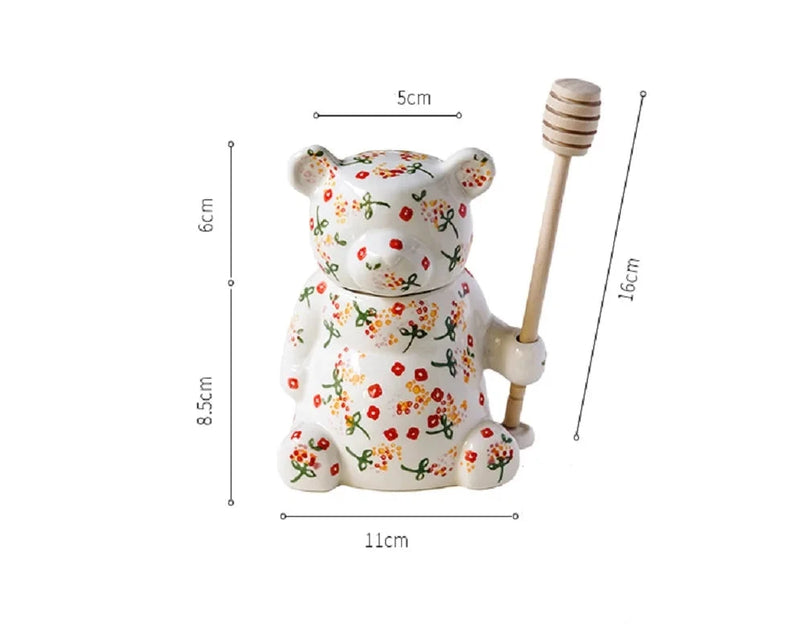Pote de Mel de Cerâmica em forma de urso com  capacidade para 300ml