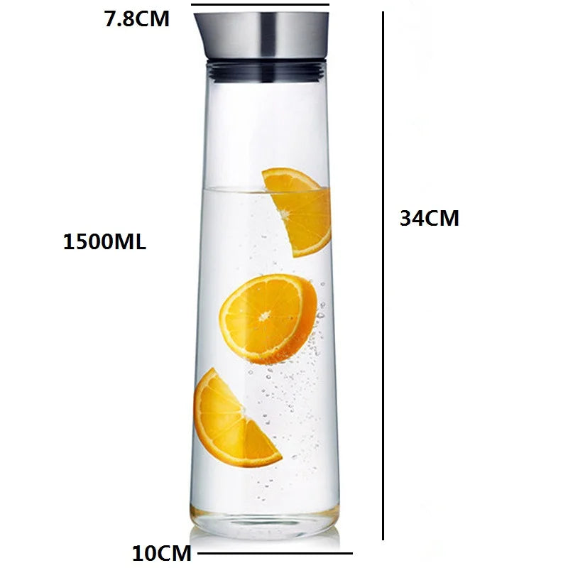Jarra de Água de vidro com tampa de aço inoxidável de 1.5L - Tullip