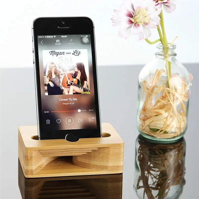 Suporte Universal de Bambu para Telefone Amplificador de Som