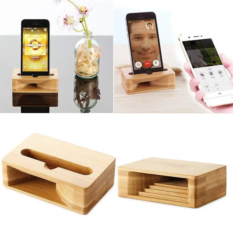Suporte Universal de Bambu para Telefone Amplificador de Som