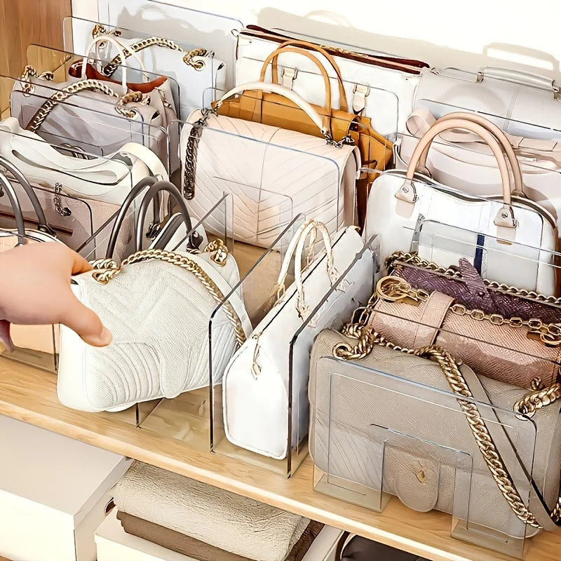 Organizador de Bolsas Para Armário/Closet Transparente em Acrílico com 4 Espaços Modulares