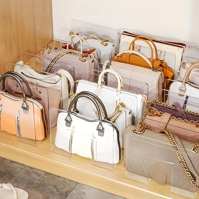 Organizador de Bolsas Para Armário/Closet Transparente em Acrílico com 4 Espaços Modulares