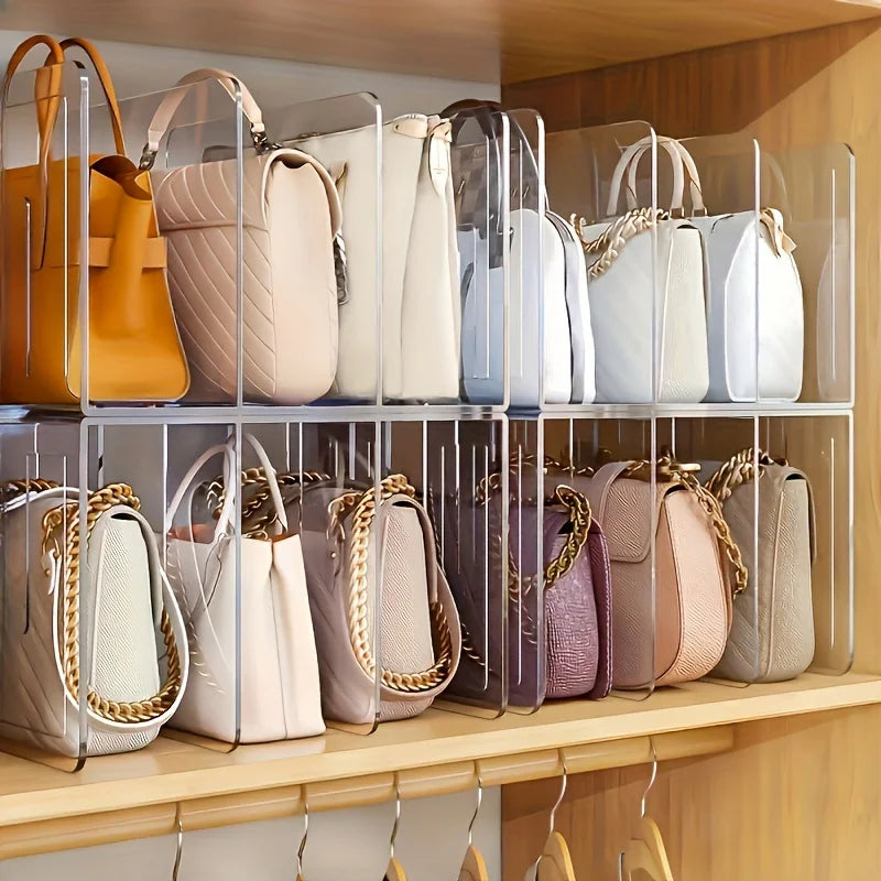 Organizador de Bolsas Para Armário/Closet Transparente em Acrílico com 4 Espaços Modulares